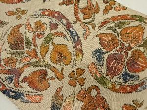 アンティーク　壷に花更紗模様織り出し名古屋帯